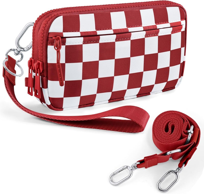NEWROGENG Checkered WristleWallets for Women, RFID Wallet Crossbody with 4 Zippers, Credit Card Holder Cell Phone Organizer - Image 1